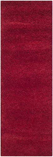 SAFAVIEH Milan Shag Collection Runner Rug - 2' x 6', Red, Solid Design, Non-Shedding & Easy to Clean, Plush Thick Pile, Ideal for Hallway, Foyer, Bedroom (SG180-4040) - color: Red, size: 2' x 6' (Runner)