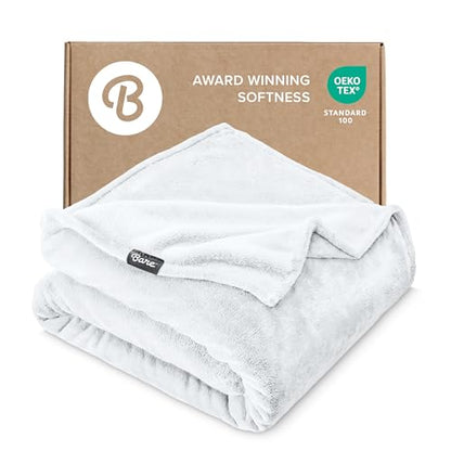 Bare Home Fleece Blanket Luxury Microplush (Full/Queen, White) | Ultra-Soft Lightweight Blanket for Bed, Sofa, and Couch, Cozy & Warm Blanket - color: 01 - White, size: Full/Queen