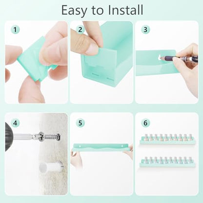 Nail Polish Wall Rack, 6-Shelf 15-Inch Light Green Acrylic Nail Polish Shelves with Removable Ends – Multi-Purpose Shelf for Essential Oils, Cosmetics Storage and Display for Salons and Bathrooms - color: Light Green