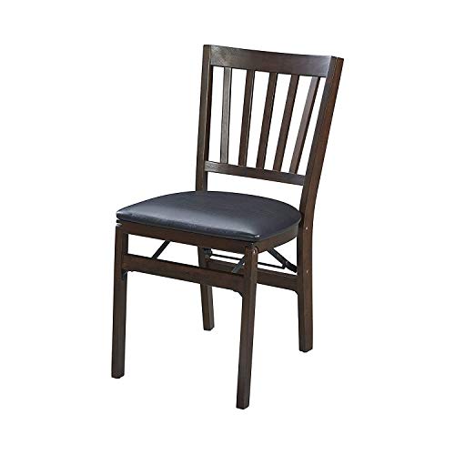 Stakmore Premium Solid Wood Dining Table Compact Folding Chair Set with Fabric Padded Upholstered Seat, Espresso/Black (Set of 2) - color: Espresso