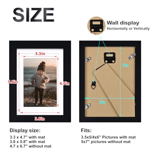 5x7 Picture Frame Black, Solid Wood Frames 5x7 with Acrylic Plexiglass for Pictures 4x6 With Mat,Tabletop and Wall Display, 5 x 7 Picture Frame Set of 4 - color: Black, size: 5x7