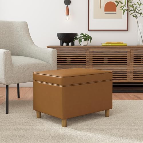 Spatial Order 24" Dinah Collection Storage Ottoman - Carmel Faux Leather - color: Carmel Faux Leather