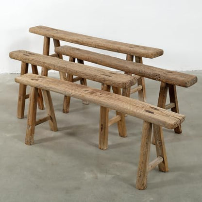 Approx. 3-3.5ft. Long Vintage Noodle Bench Weathered Natural (Size & Finish Vary) - size: 19.6H x 50W x 5.5L