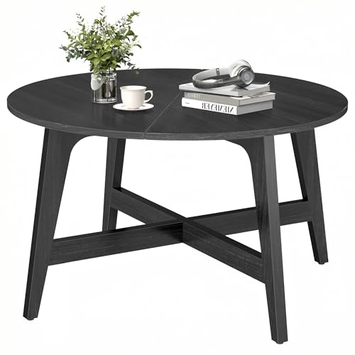 VASAGLE Round Coffee Table, 31.5-Inch Center Table, Tapered Legs | Curved Transitions, Easy to Assemble, for Living Room, Charcoal Gray, MAEZO Collection ULCT251BA02 - color: Charcoal Gray, size: 31.5"Dia. x 18"H