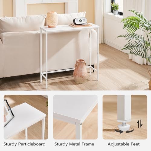 HOOBRO Narrow Console Table, 29.5" Small Entryway Table, Thin Sofa Table, Side Table, Display Table, for Hallway, Bedroom, Living Room, Foyer, White WW75XG01 - color: White