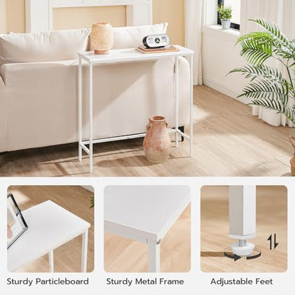 HOOBRO Narrow Console Table, 29.5" Small Entryway Table, Thin Sofa Table, Side Table, Display Table, for Hallway, Bedroom, Living Room, Foyer, White WW75XG01 - color: White