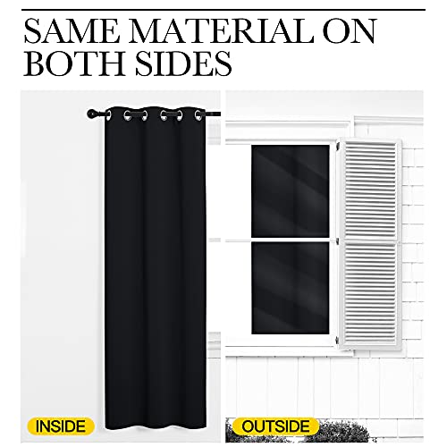 NICETOWN Bathroom Blackout Thermal Curtains and Drapes, Black Solid Thermal Insulated Grommet Blackout Drapery Panels for Window (2 Panels, 42 inches Wide by 68 inches Long, Black) - color: Black, size: 42"W x 68"L (Pack of 2)