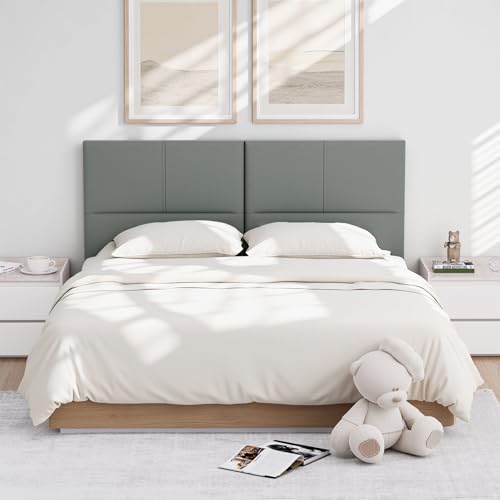 Upholstered Headboard Queen Size, Leather Head Board with Sturdy Metal Legs, Solid Wood Bed Headboard with Height Adjustable, Gray - color: Gray, size: Queen