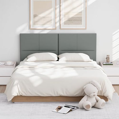 Upholstered Headboard Queen Size, Leather Head Board with Sturdy Metal Legs, Solid Wood Bed Headboard with Height Adjustable, Gray - color: Gray, size: Queen