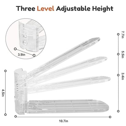 Shoe Stacker, Shoe Slot Organizer for Closet, Shoe Storage Rack | 12 Pack, Clear, 50% Space Saver, 3 Adjustable Height, Tool-Free Assembly, 30% Thicker, Superior Load Bearing - size: 12 Pack