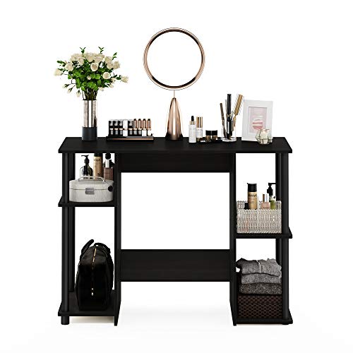 Furinno JAYA Desk, 38.4" Wide Gaming Desk, Computer Study Desk, Office Desk with Side Shelves, Open Storage, for Home Office, Bedroom, Dorm, Study Room, Espresso - color: Espresso