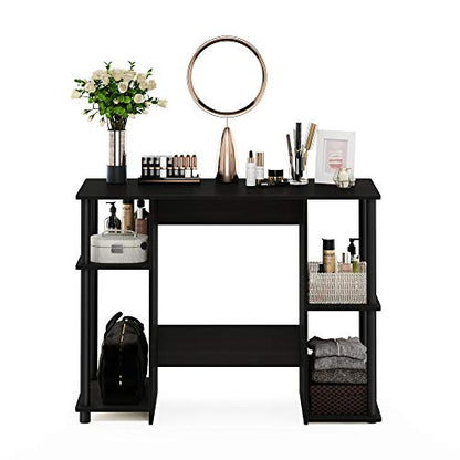 Furinno JAYA Desk, 38.4" Wide Gaming Desk, Computer Study Desk, Office Desk with Side Shelves, Open Storage, for Home Office, Bedroom, Dorm, Study Room, Espresso - color: Espresso