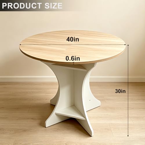 Lightdot 40" Round Dining Table Modern Circle Farmhouse Kitchen Table for 4 People Small Space Dining Room Table for Dining Room/Kitchen/Living Room-Walnut Wood Top & Pedestal Base - color: Walnut