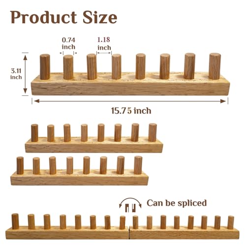 YBHJKL 31.5" Chunky Yarn Loom for Beginners – Wooden Blanket Making Kit for Adults, Modular Knitting Loom for DIY Scarf & Throw Blanket, Extra Large Craft Kit with Red Oak Frame (2-Piece)