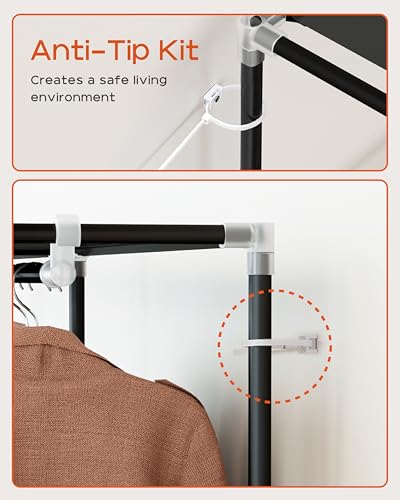 CASAMAYA Portable Closet, 77.6 Inch Extra Large Capacity Wardrobe Closet with Cover, Clothes Storage Organizer with Shelves and 3 Hanging Rods, Easy to Assembly, Black PCT223B01 - size: 77.6"L x 17.7"W x 70.9"H