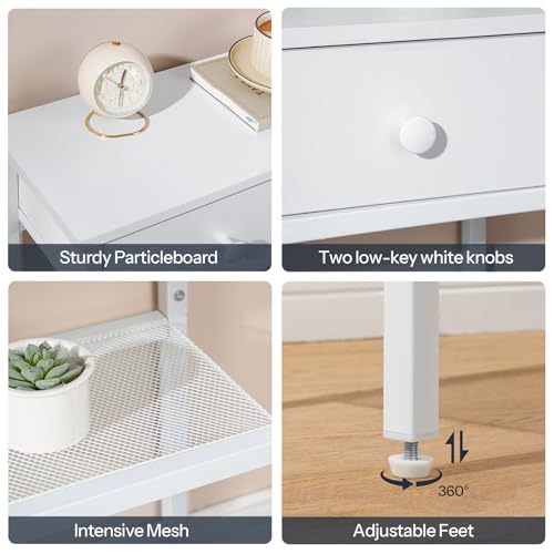 HOOBRO 29.5" Narrow Console Table with 2 Fabric Drawers, Sofa Table, Small Entryway Table with 3-Tier Storage Shelves, Behind Couch Table, for Living Room, Hallway, White WW72XG01G1 - color: White