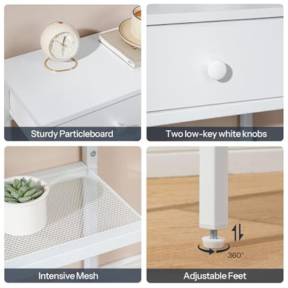 HOOBRO 29.5" Narrow Console Table with 2 Fabric Drawers, Sofa Table, Small Entryway Table with 3-Tier Storage Shelves, Behind Couch Table, for Living Room, Hallway, White WW72XG01G1 - color: White