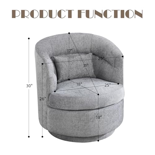 Swivel Accent Chair Set of 2, 360 Degree Round Swivel Barrel Chair with Pillow, Upholstered Comfy Barrel Armchair Single Club Sofa Chair for Living Room, Bedroom, Reading Room,Dark Grey - color: Dark Grey-set of 2