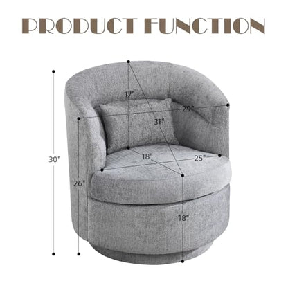 Swivel Accent Chair Set of 2, 360 Degree Round Swivel Barrel Chair with Pillow, Upholstered Comfy Barrel Armchair Single Club Sofa Chair for Living Room, Bedroom, Reading Room,Dark Grey - color: Dark Grey-set of 2