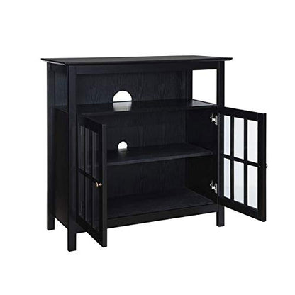 Convenience Concepts Big Sur Highboy TV Stand 36" - Modern Entertainment Center For TVs up to 40", Storage Cabinet for Dining, Living Room, & Entryway, Console Hall Table with Shelves, Black - color: Black