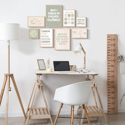 Faccito 8 Set Office Wall Art Inspirational Wall Art for Office Women Wallart Large Wooden Motivational Quotes Teamwork Framed Decor for Home Work Cubic - style: Stylish
