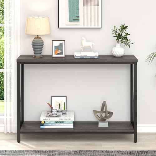 Console Table for Entryway, Modern Sofa Table Behind Couch, Narrow Entry Table for Hallway, Living Room (Industrial, Dark Gray) - color: Dark Gray