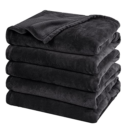 PHF Fleece Blanket Oversized King 120x120-300G Lightweight Warmth, Black | Soft Plush Microfiber Bed Blanket, Anti-Static Breathable All Season, Cozy for Bed Family Travel, Gifts for Women Men - color: Black, size: 1 Piece Oversized King(120" X 120")
