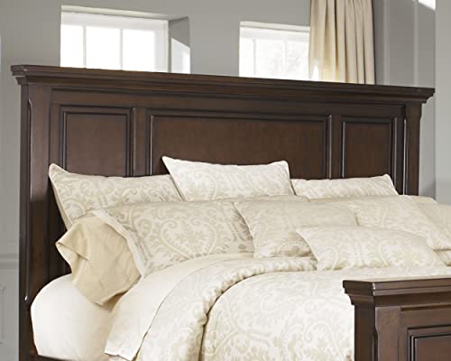 Signature Design by Ashley King/Cal King Panel Headboard Only, Rustic Brown | Beveled wood paneling in rich veneers, Dual compatible fit for standard King and Cal King frames, Porter Series - color: Dark Brown, size: King/Cal King, style: Headboard ONLY