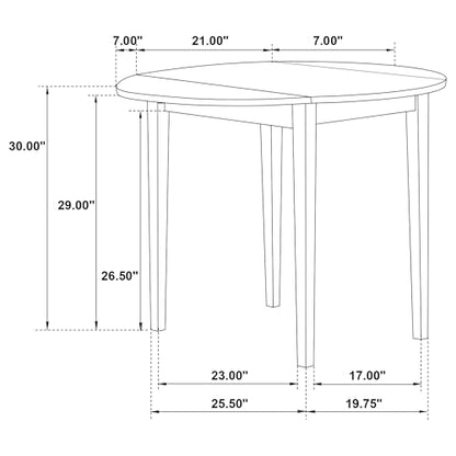 Coaster Home Furnishings 3-Piece Round Wood Dining Room Set Drop Leaf Extension Table Ladder Back Side Chairs Upholstered Seat Cushions Cappuccino and Tan 130005