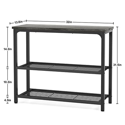 Ecoprsio Small Console Table, Sofa Table with Double Mesh Shelves, Modern Entryway Table for Entryway, Hallway, Foyer, Front Hall, Sofa Couch, Living Room, Bar, Kitchen, 32 Inch, Grey - color: Grey, style: 3-Tier
