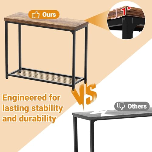 Besiost 32" Industrial Console Table with 2-Tier Storage, Oak Grey - color: Rustic Brown, size: 32 inch, style: 2 Tier