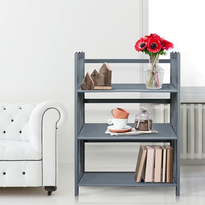 Casual Home 3-Shelf Folding Stackable Bookcase (27.5" Wide)-Slate Gray - color: Slate Gray, size: 3-Shelf Stackable