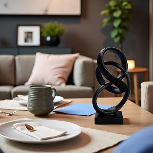 10" Modern Abstract Ribbon Decorative Sculpture, Knot Sculptures,Home Decor,Coffee Table Statues,Dining Living Room Desk Decor（Black） - color: 10" Black