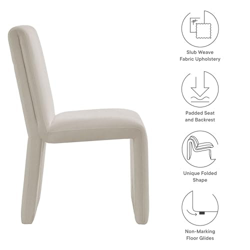Modway Emory Fabric Slipper Dining Chair in Salt – Upholstered Armless Dining Side Chair – Versatile Modern Accent Chair or Vanity Chair - color: Salt