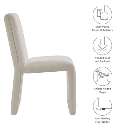 Modway Emory Fabric Slipper Dining Chair in Salt – Upholstered Armless Dining Side Chair – Versatile Modern Accent Chair or Vanity Chair - color: Salt