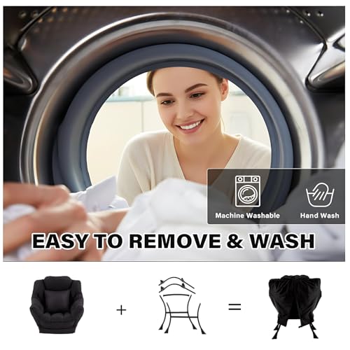Lazy Chair, Comfy Reading Chair for Bedroom，Black | Comfy Bedroom Accent Chair with Washable Removable Cover and extra throw pillow for Living Room Dorm - color: Peach Black-single