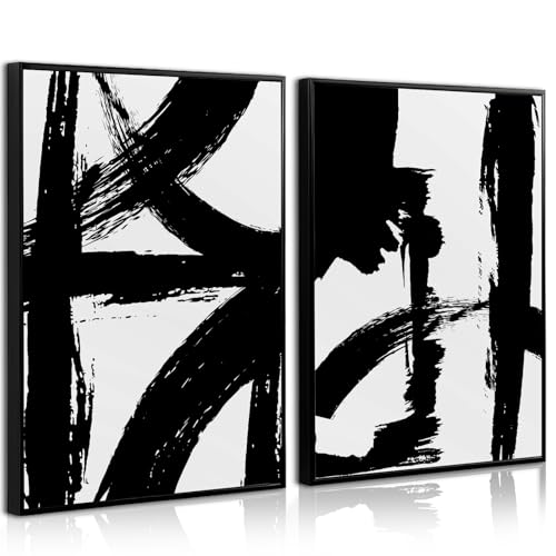 Tocliky Black and White Wall Art Abstract Modern Painting Minimalist Line Canvas Wall Art Decor Black And White Poster Abstract Artwork Prints for Living Room Bedroom 12x16 Inch Unframed Set of 2 - color: Black Lines Prints, size: 12x16 Inch Unframed