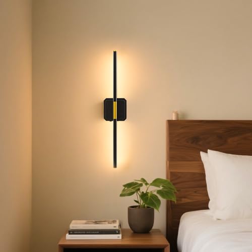 Battery Operated Wall Sconces Detachable Wireless Dimmable 1Pack 360°Rotate | Rechargeable Wall Light 3000-6500K with Remote Control 10000mAh for Bedroom Living Room 28.3" Black Gold - color: Black-Square Base, size: 1 Pack