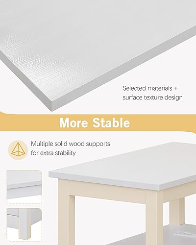 End Table with Charging Station, Side Table with 2 Drawer & USB Ports & Power Outlets, Nightstand for Small Spaces, Bedside Tables for Living Room White - color: White