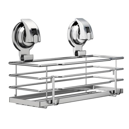 TESOT Suction Cup Shower Caddy, Shower Shelf Soap Dish with Hooks for Razor, Sponge, Rust Proof 304 Stainless Steel, Silver - color: Silver