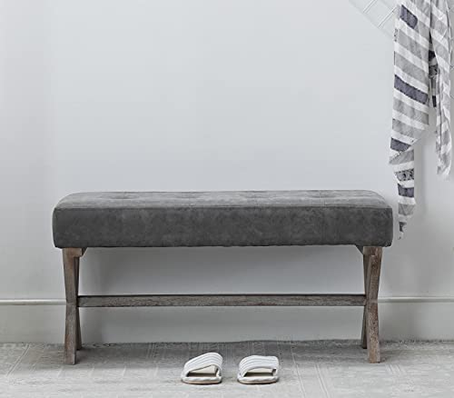 chairus PU Leather Upholstered Entryway Bench, 36 inch Bedroom Bench Seat with X-Shaped Wood Legs for Living Room, Foyer or Hallway - Gray - color: Pu, Grey