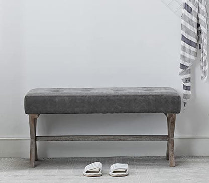 chairus PU Leather Upholstered Entryway Bench, 36 inch Bedroom Bench Seat with X-Shaped Wood Legs for Living Room, Foyer or Hallway - Gray - color: Pu, Grey