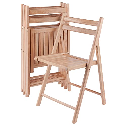 Winsome Robin Folding Chair Set of 4, Natural | Convenient & Lightweight Portable Kitchen & Dining Chairs for Small Homes & Apartments, Indoor & Outdoor Foldable Seating - color: Natural Finish