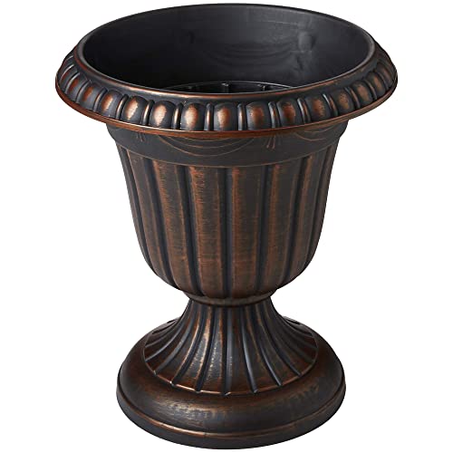Arcadia Garden Products PL00CP Classic Traditional Plastic Urn Planter, 16" x 18", Brushed Copper - color: Brushed Copper, size: 16" x 18"