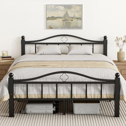 Metal Full Size Bed Frames with Headboard & Footboard | Noise-Free Design, 12“ Underbed Storage, Heavy Duty Metal, No Box Spring Needed, Tool-Free Assembly - color: Full -Black