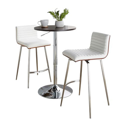 LumiSource Mason Swivel Adjustable Counter Height Dining 3 Piece Set, Pub Table and Stools, High Top Table Set for 2, Counter Table and Chairs Set of 2, Kitchen & Dining Room Sets (White) - color: White