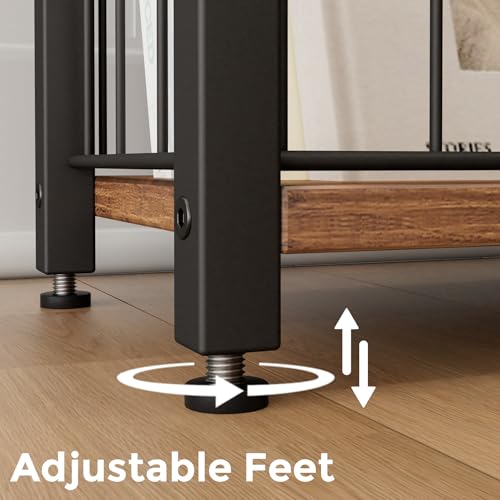 Homleke Narrow Side Table with Magazine Holder, Skinny End Table | Space-Saving Design, Small Spaces, Storage Shelf, Metal Frame, Easy Assembly, 7.1" D x 16.9" W x 23.6" H, Rustic Walnut - color: Rustic Walnut - Standard
