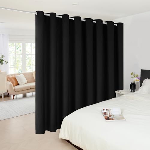 Deconovo Room Divider Curtains for Living Room 108 Inch Long, Door Curtain | Sliding Door Curtain 1 Panel, Wide Blackout Curtain, Privacy Drape for Patio Door, Black, 100 x 108 Inch - color: Black, size: 100"W x 108"L (Pack of 1)