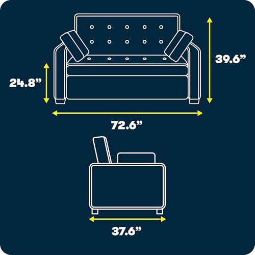 Serta Ainsley 72.6" Convertible Sleeper Sofa, Queen Size, Dreamcoil Comfort, Soft Woven Fabric, Light Grey - color: Light Grey, size: Queen Sofa