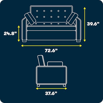 Serta Ainsley 72.6" Convertible Sleeper Sofa, Queen Size, Dreamcoil Comfort, Soft Woven Fabric, Light Grey - color: Light Grey, size: Queen Sofa